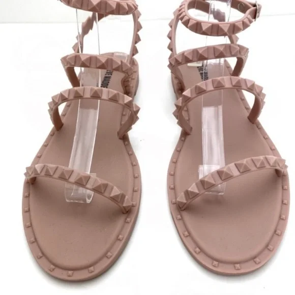 STEVE Madden Transport Blush Travel Jelly Flat Sandals in Nude Beige Size 9 - Picture 4 of 11